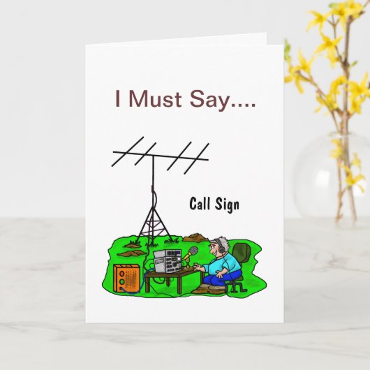 アウトドアおもしろいHamオペレータ誕生日カード カード (黄色い花)