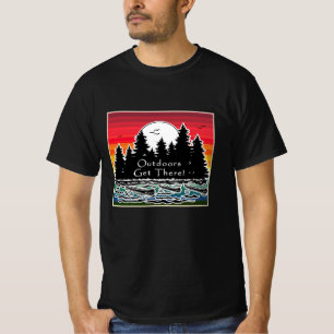 アウトドアが日没の水に入る Tシャツ