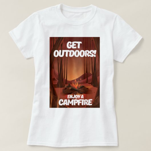 アウトドアだ！キャンプ楽しむファイア Tシャツ (デザイン正面)