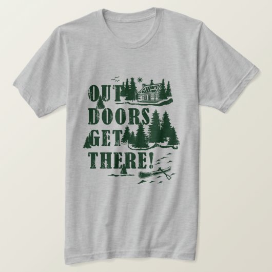 アウトドアのコラージュ Tシャツ (デザイン正面)