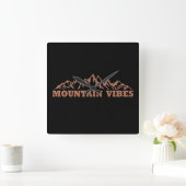 アウトドアの山岳地帯の雰囲気アドベンチャー スクエア壁時計 (ホーム)