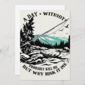 アウトドアを受け入れる：魚釣りのない一日 招待状 (正面/裏面)