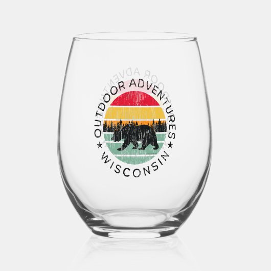 アウトドアアドベンチャーウィスコンシン ステムなしワイングラス (正面)