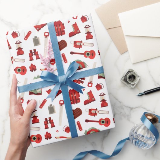 アウトドアアドベンチャーキャンピングアンドハイキングデザイン ラッピングペーパー (ギフト)