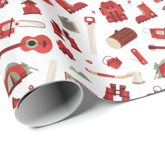 アウトドアアドベンチャーキャンピングアンドハイキングデザイン ラッピングペーパー (ロールコーナー)