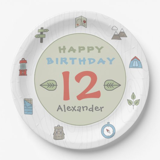 アウトドアアドベンチャーキャンピングハイキングキッズホテル ペーパープレート (正面)