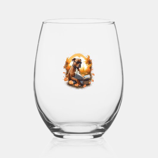 アウトドアアメリカン（犬）スタッフォードテリアードックリーディン ステムなしワイングラス (正面)