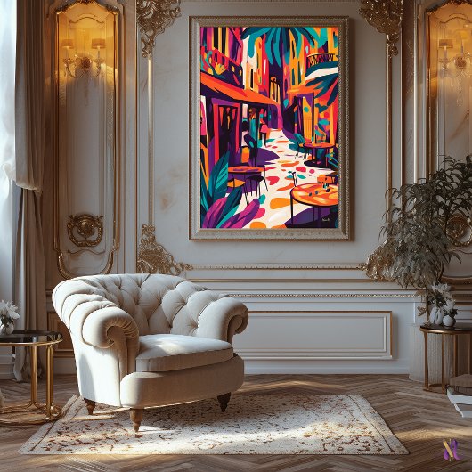 アウトドアカラフルカフェインフォヴィストスタイル キャンバスプリント