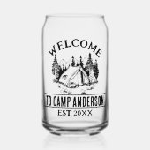 アウトドアキャビンパーソナライズされたファミリーコテージキャンプ ガラス缶 (正面)