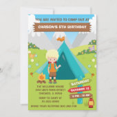 アウトドアキャンピングバースデーパーティーブロンデヘアボーイイン 招待状 (正面)