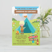 アウトドアキャンピングバースデーパーティーブロンデヘアボーイイン 招待状 (スタンド正面)