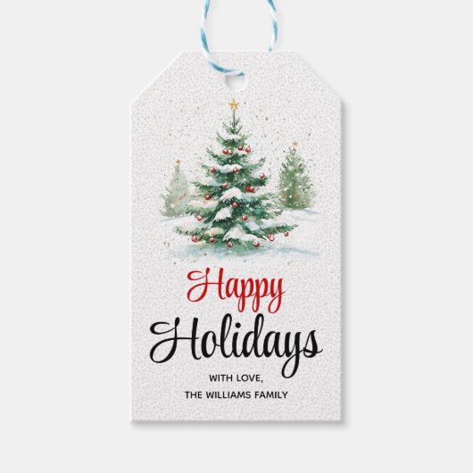 アウトドアクリスマスツリーハッピーホリデイズ ギフトタグ (正面)