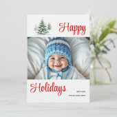 アウトドアクリスマスツリーHappy Holidays写真 シーズンカード (スタンド正面)