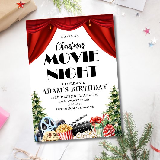 アウトドアクリスマス祝い 映画の夜 誕生日 招待状