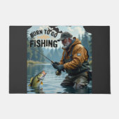 アウトドアスポーツ魚釣りパパ ドアマット (正面)