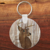 アウトドアスマン西初期の納屋の木の鹿 キーホルダー (正面)