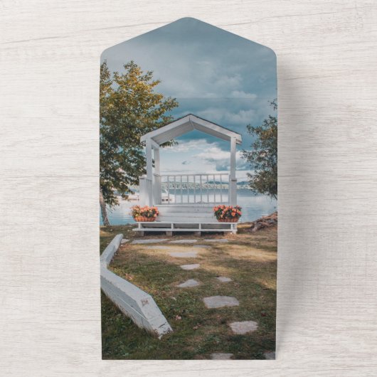 アウトドアセレモニー ツリー サマー フローラル ウェディング オールインワン招待状 (外側)