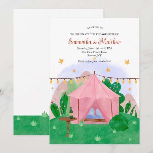 アウトドアテント 招待状 (正面/裏面)