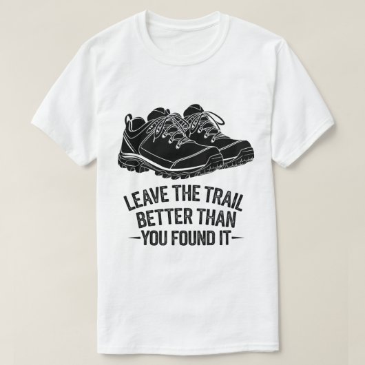 アウトドアハイキングブーツ自然保護デザイン Tシャツ (デザイン正面)