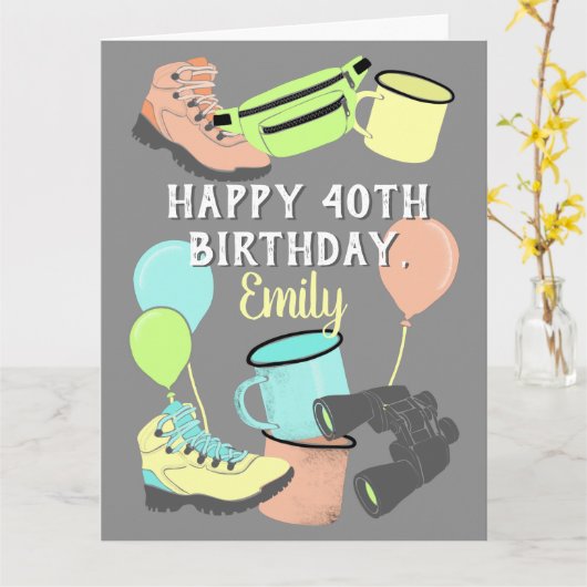 アウトドアハイキング&キャンプギアパーソナライズされたカード カード (黄色い花)