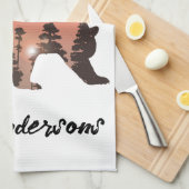 アウトドアパーソナライズされたベアのシルエット キッチンタオル (四つ折り)