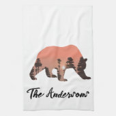 アウトドアパーソナライズされたベアのシルエット キッチンタオル (縦)