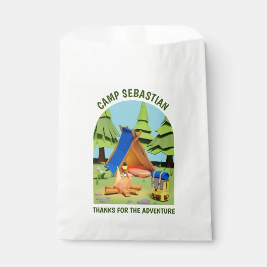 アウトドアボンファイヤーキャンピングアドベンチャーバースデーパーティー フェイバーバッグ (正面)