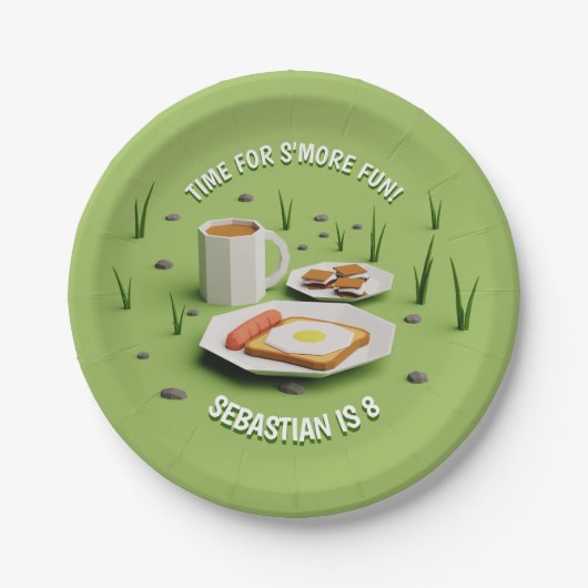 アウトドアボーイズモアキャンプ子供の誕生日パーティー ペーパープレート (正面)