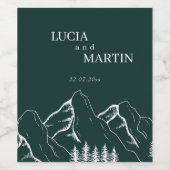 アウトドアマウンテンズパインツリーエメラルドグリーン ワインラベル (シングルラベル)