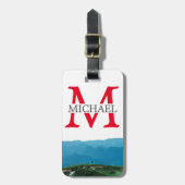 アウトドアマウンテントラベラーブルーカスタムパーソナライズ ラゲッジタグ (正面縦)