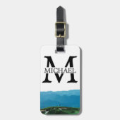 アウトドアマウンテントラベラーブルーカスタムパーソナライズ ラゲッジタグ (正面縦)