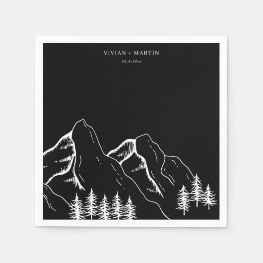 アウトドアマウンテンパインツ結婚リー スタンダードカクテルナプキン (正面)