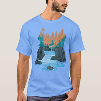 アウトドアリバーフォレストツリーズワイルドライフオータム自然7 Tシャツ