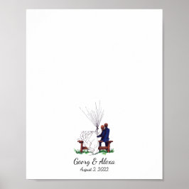 アウトドア愛結婚カップル指紋ゲストブック ポスター