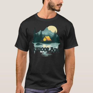 アウトドア男子の夜+ナチュラル+森+野生生物+木々 Tシャツ