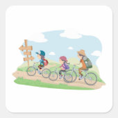 アウトドア素晴らしサイクリングスクエアステッカー スクエアシール (正面)