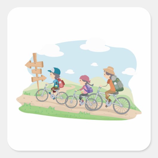 アウトドア素晴らしサイクリングスクエアステッカー スクエアシール (正面)