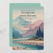 アウトドア絵を描スマウンテン結婚式招待状 (正面/裏面)