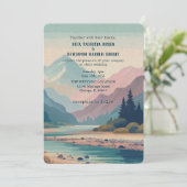 アウトドア絵を描スマウンテン結婚式招待状 (スタンド正面)