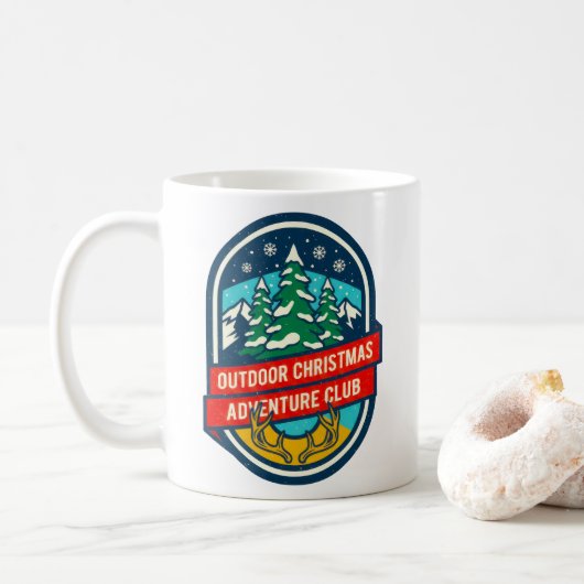 アウトドア・クリスマス・アドベンチャークラブ デザイン コーヒーマグカップ (ドーナツ)