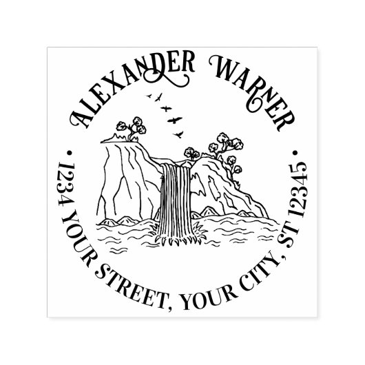 アウトドア：山の滝の名前Retアドレス セルフインキングスタンプ (デザイン)