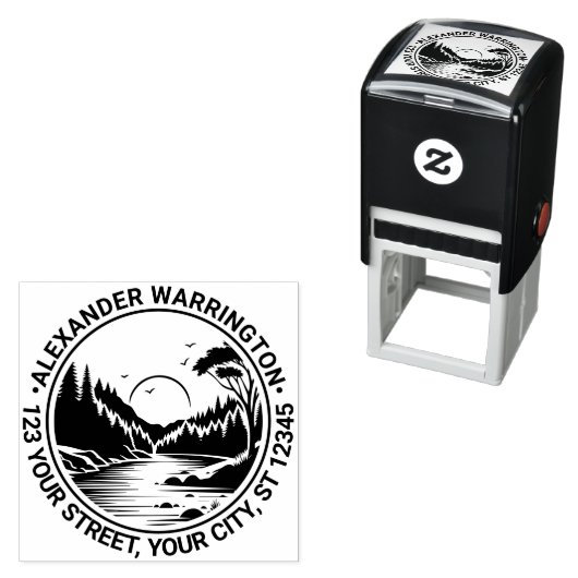 アウトドア：川のストリームの木Sun Name Ret Address セルフインキングスタンプ (インサイチュ)