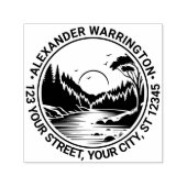 アウトドア：川のストリームの木Sun Name Ret Address セルフインキングスタンプ (デザイン)