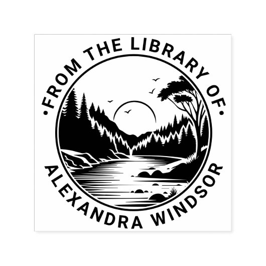 アウトドア:河川樹木Sun Library図書名 セルフインキングスタンプ (デザイン)