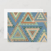 アウトドア Geo X | 青い部族のインディアンパターン ポストカード (正面/裏面)