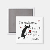 アウトドリーパティオワイン引用文と黒猫 マグネット (正面/裏面)