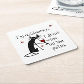 アウトドリーパティオワイン引用文with Cat スクエアペーパーコースター (アングル)