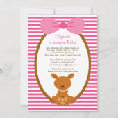 アウトバックカンガルーベビーガールシャワー招待状 招待状 (正面)