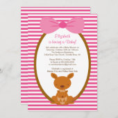 アウトバックカンガルーベビーガールシャワー招待状 招待状 (正面/裏面)