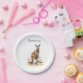 アウトバックワンダラー：水の色カンガルーカスタム ペーパープレート (パーティー)